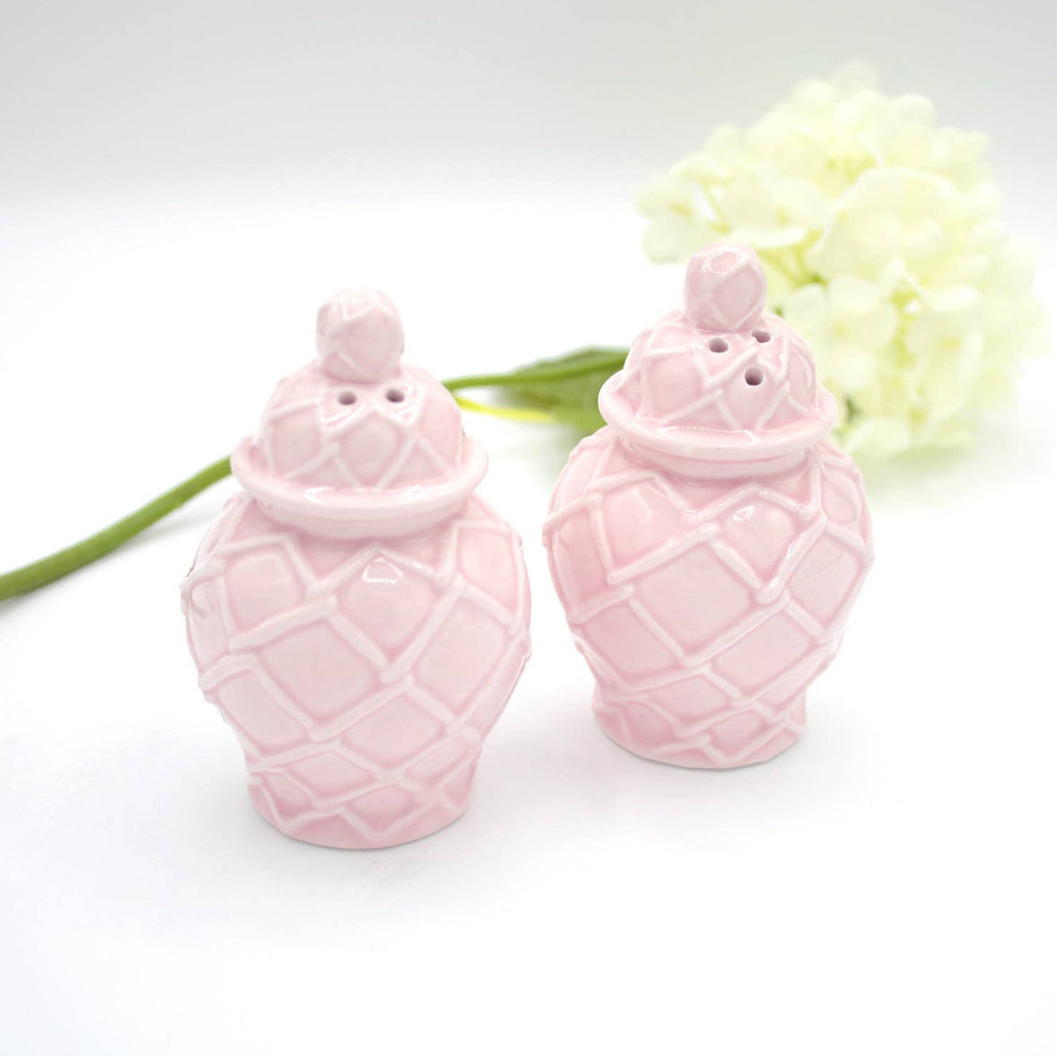Boxed Salt & Pepper Set - Textured Ginger Jar - Pink