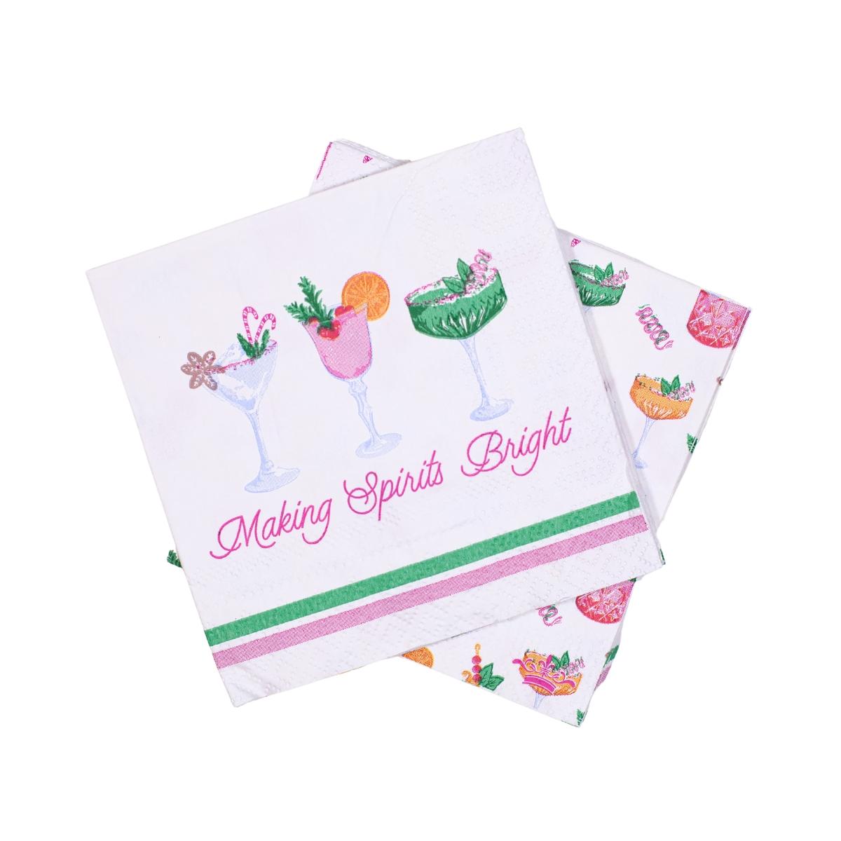 Making Spirits Bright Cocktail Napkins - White/Multi