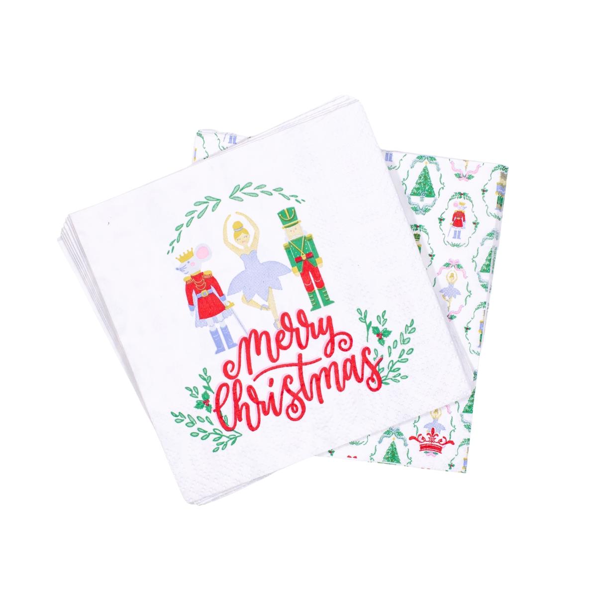 Nutcracker Waltz Cocktail Napkins - White/Multi