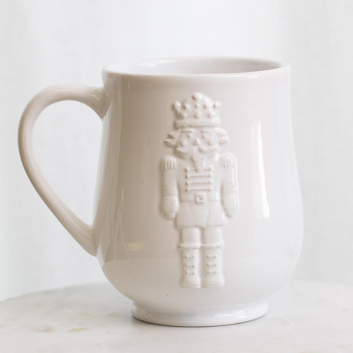 Royal Nutcracker Embossed Coffee Mug - White