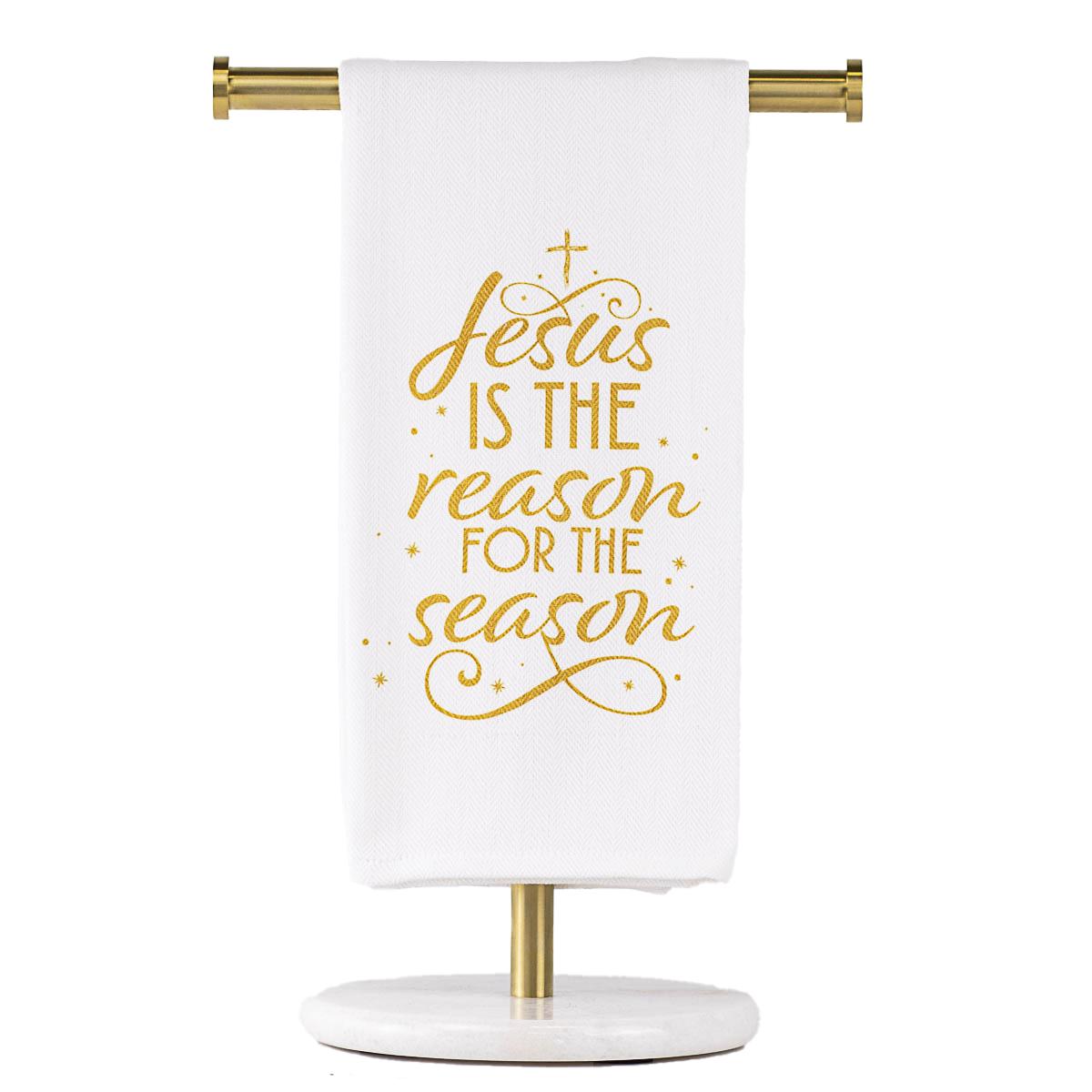 Jesus Is The Reason Hand Towel - White/Light Gold
