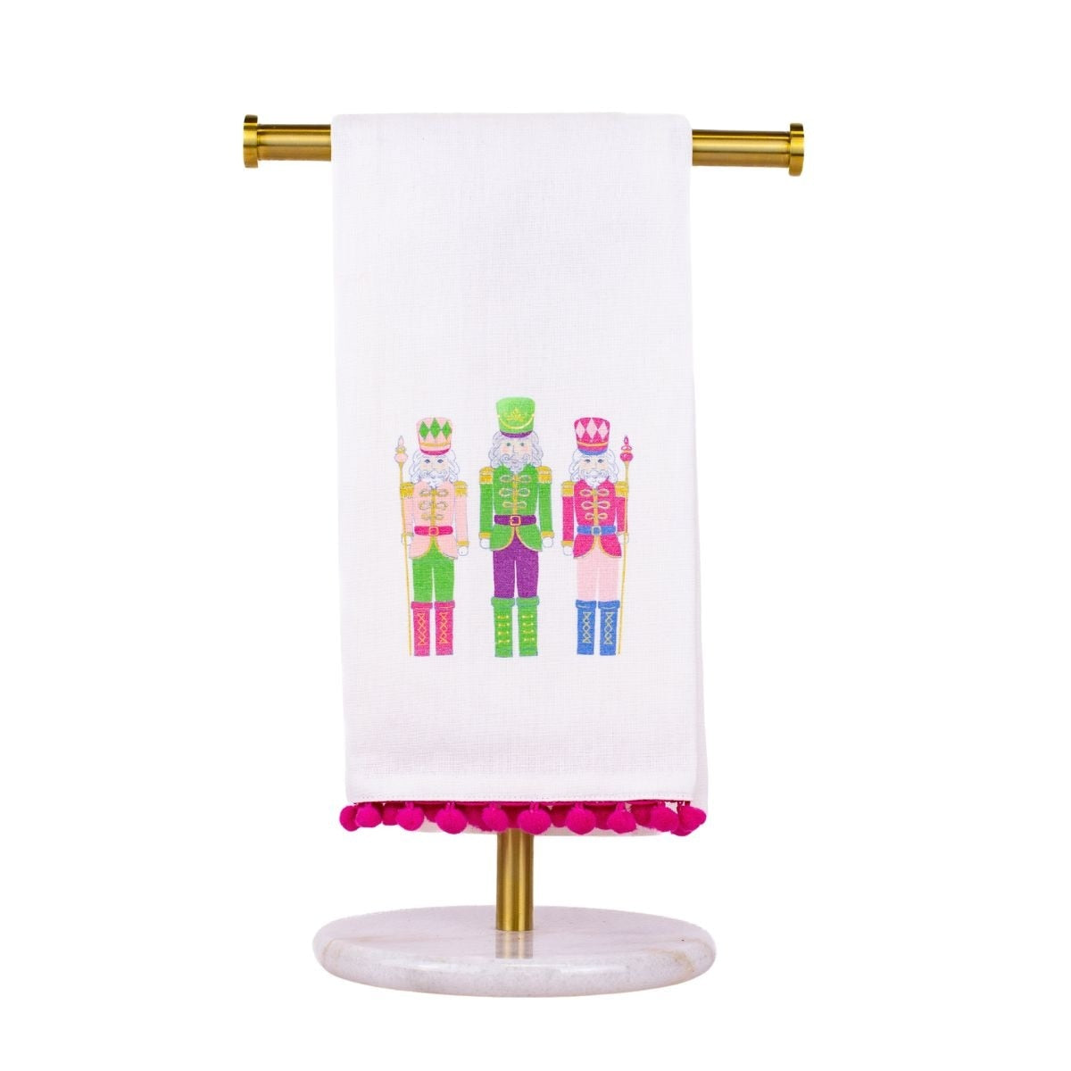 Candy Nutcracker PomPom Hand Towel - White/Multi