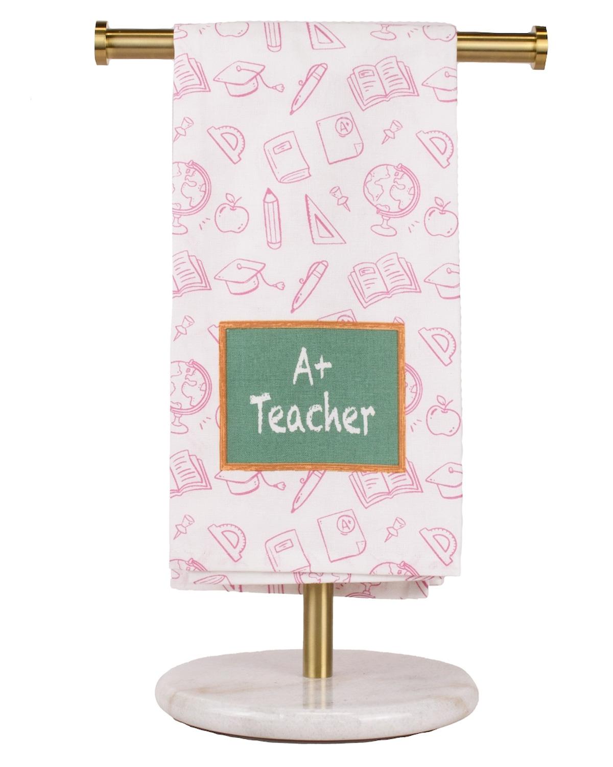 A Plus Teacher Hand Towel - White/Pink