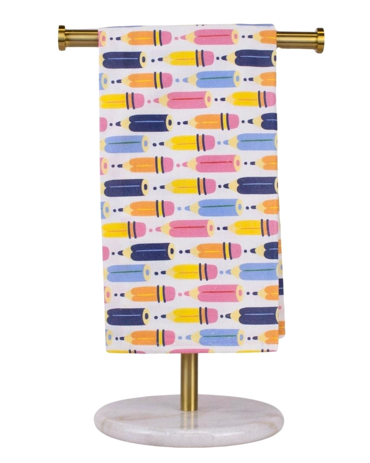 Pencil Hand Towel - White/Multi
