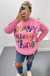 Queen of Sparkles Merry Everything Glitter Script Sweater - Pink