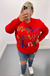 Queen of Sparkles Merry Everything Glitter Script Sweater - Red