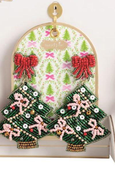 Holiday Beaded Earrings - Christmas Tree