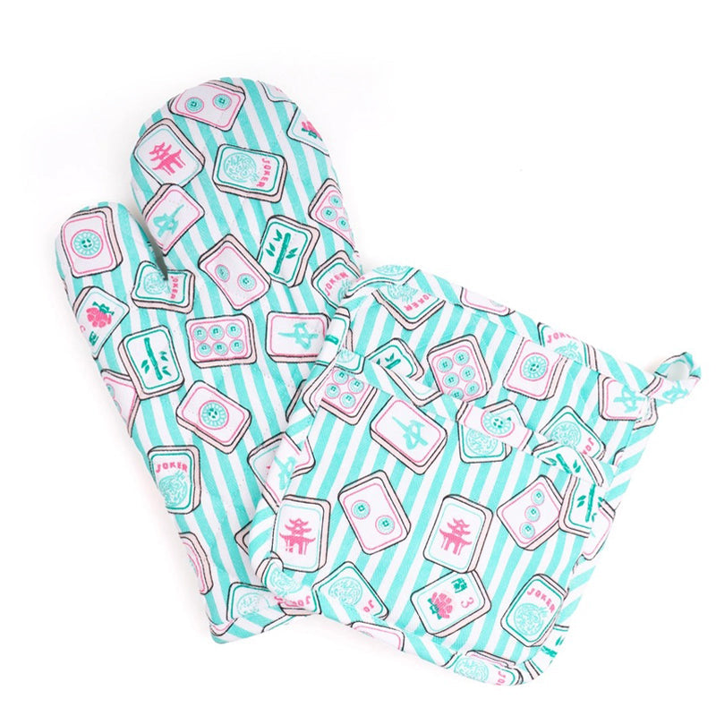 2pc Oven Mitt Set - Mahjong