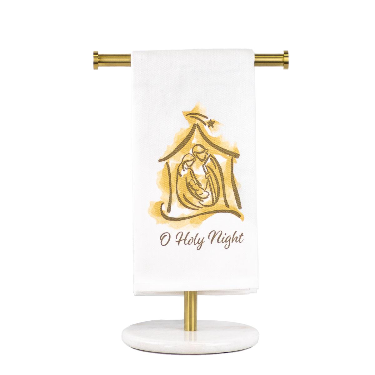 O Holy Night Hand Towel - White/Light Gold