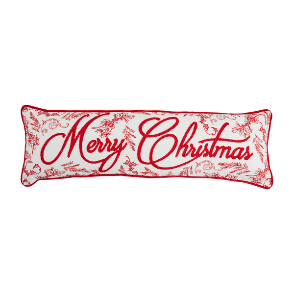 Merry Christmas Embroidered Pillow