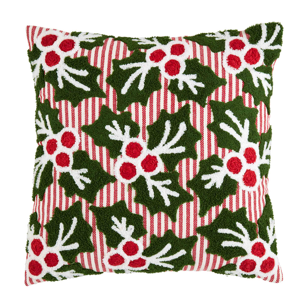 Holly Embroidery Pillow