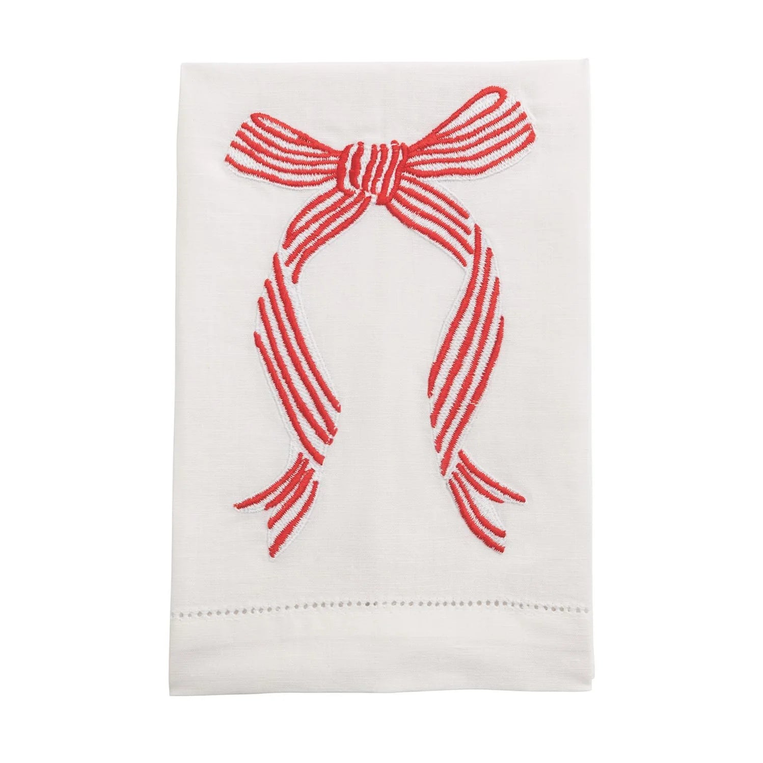 Striped Bow Embroidered Dish Towel