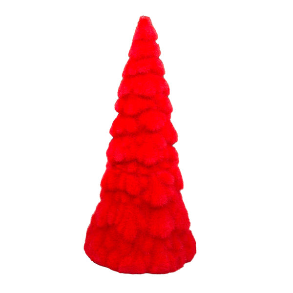 Flocked Display Tree - Bright Red