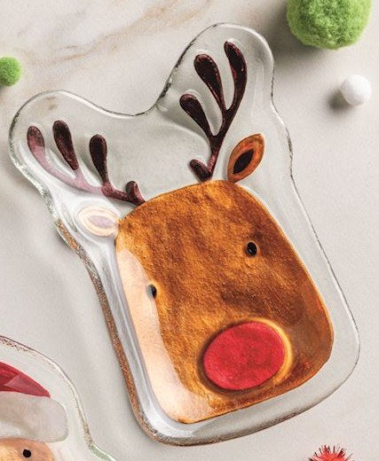 Glass Tidbit Plate - Reindeer