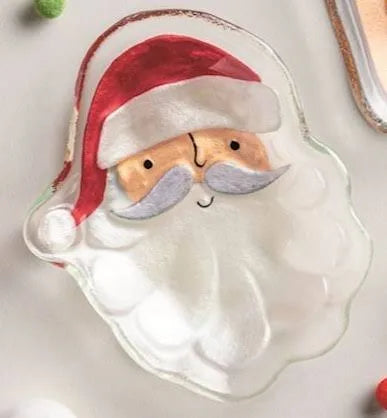 Glass Tidbit Plate - Santa