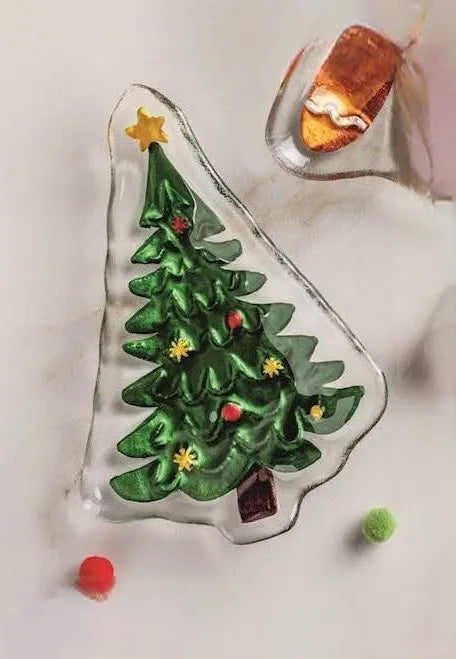 Glass Tidbit Plate - XMAS Tree