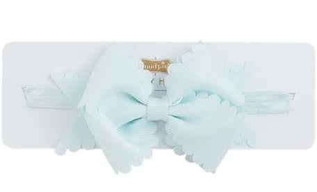 Scallop Bow Headband - Blue