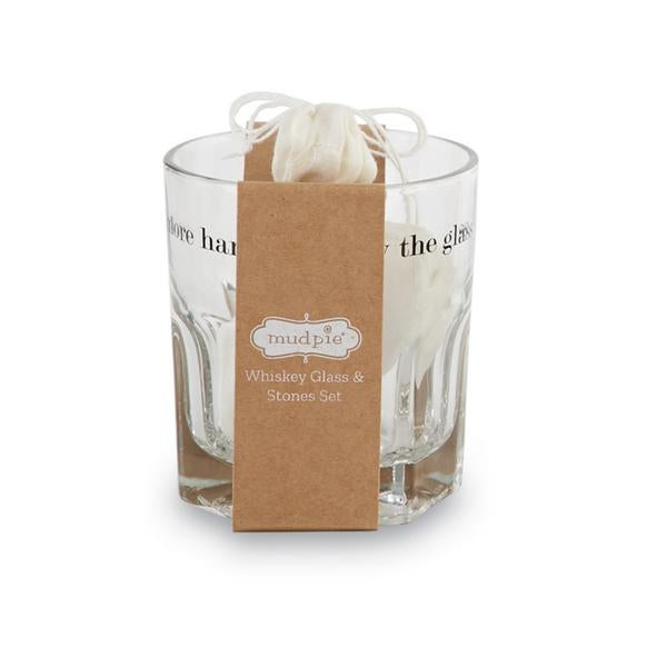 Handsome Whiskey Glass and Stone Set