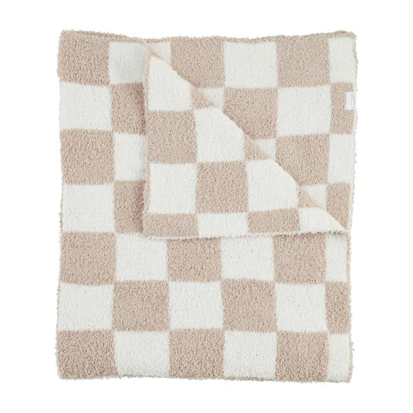 Checkered Chenille Blanket - Tan