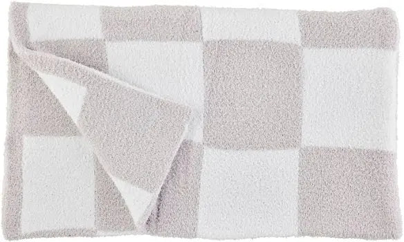 Checkered Chenille Blanket - Gray