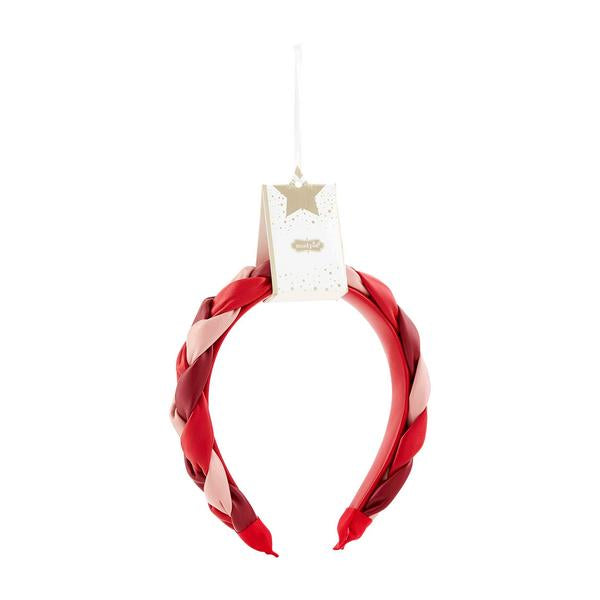 Braided Leather Headband - Red