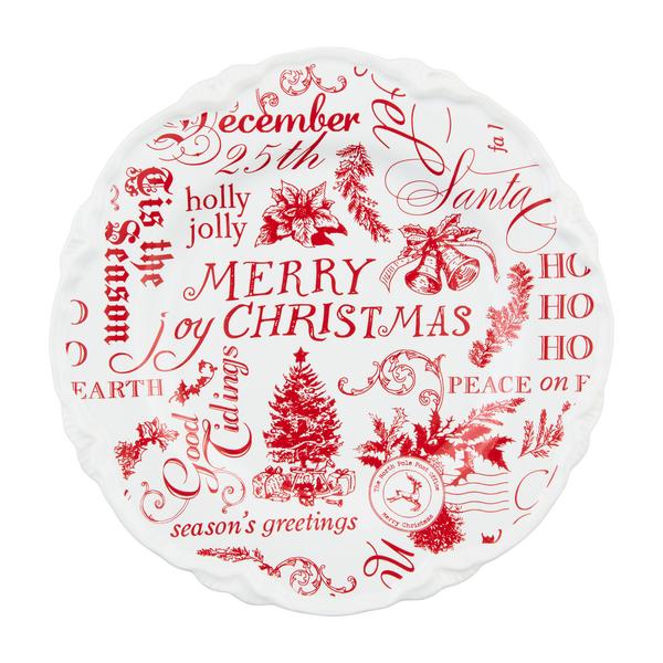 Word Print Christmas Dessert Plate