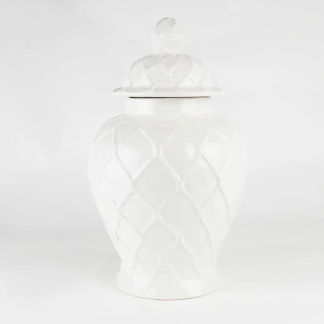 XL Textured Ginger Jar - White