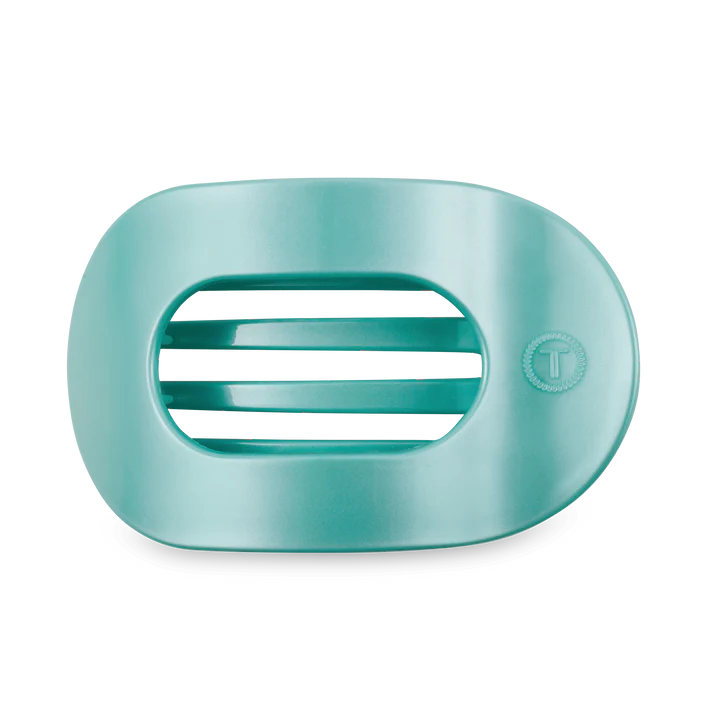 Teleties Large Flat Round Clip - Totally Turquoise