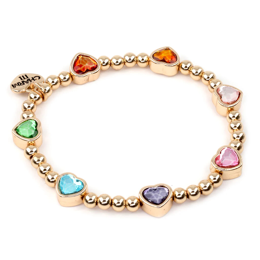 Charm It! Gold Sparkle Heart Bracelet