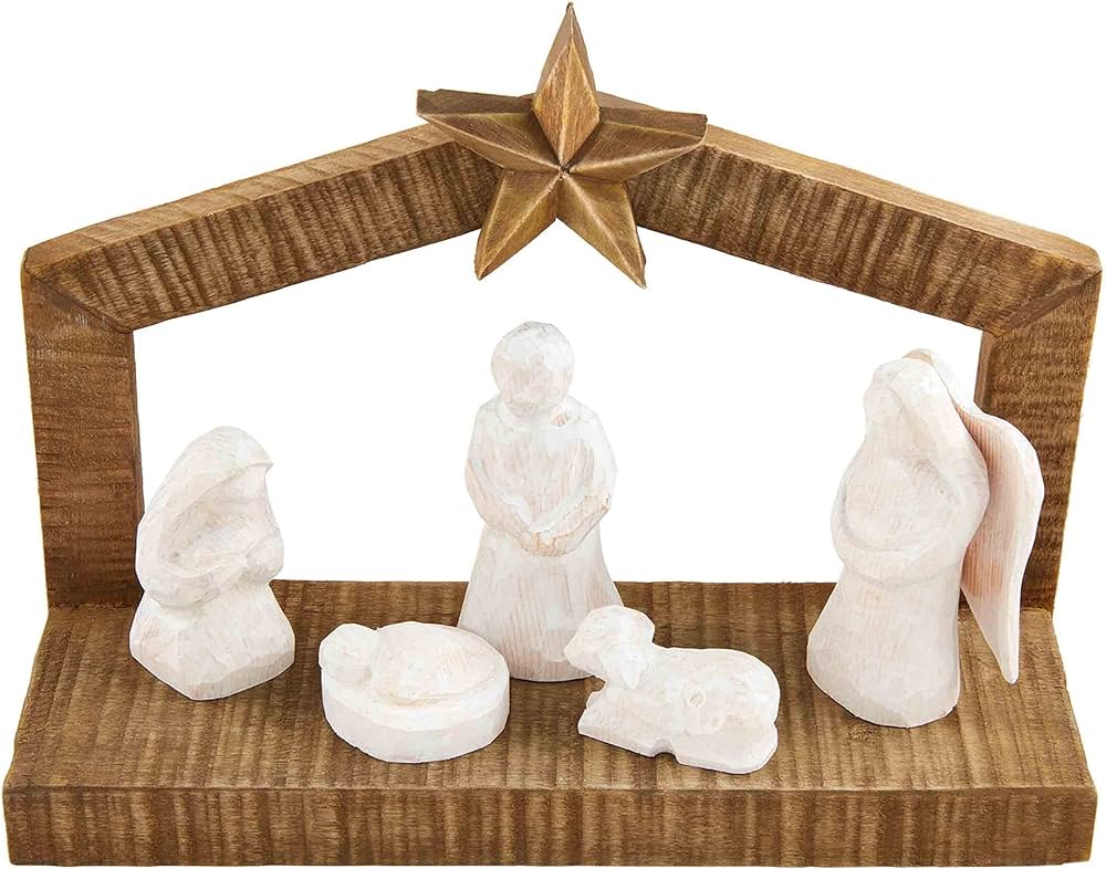 White Christmas Wood Nativity