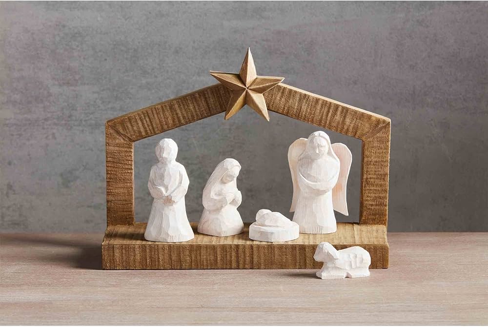 White Christmas Wood Nativity