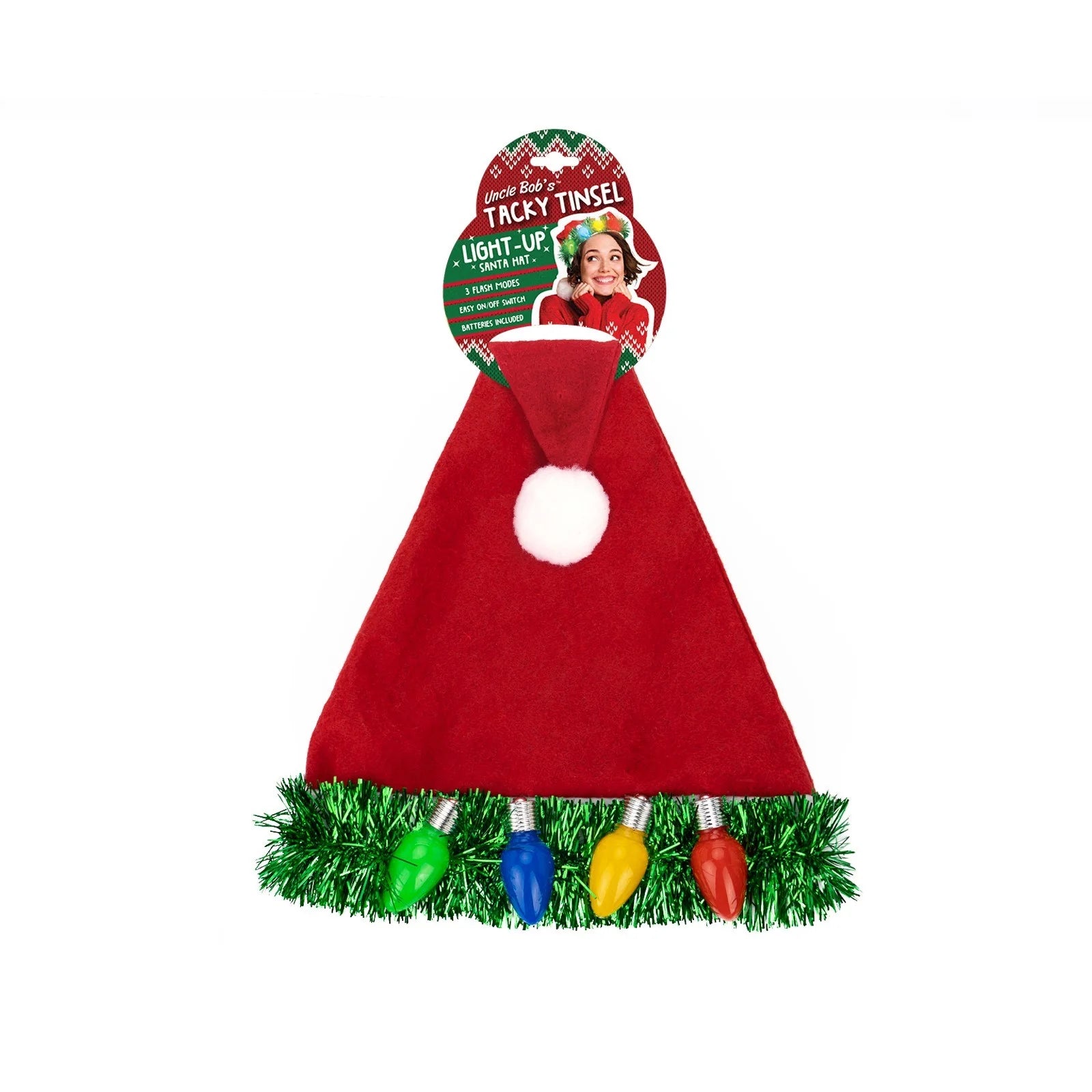Light Up Tinsel Santa Hat