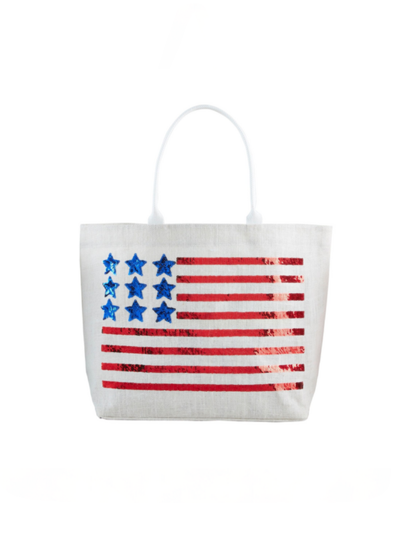 FINAL SALE 4th of July Sparkle Tote - White