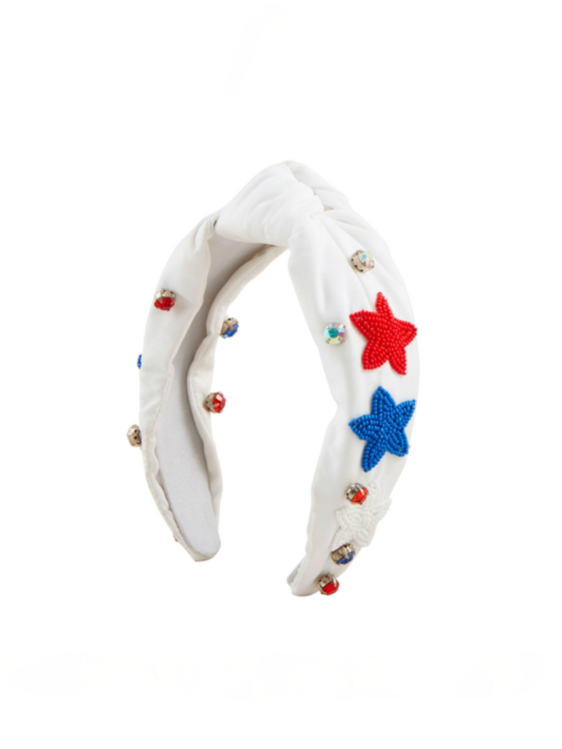 FINAL SALE 4th of July Beaded Headband - White
