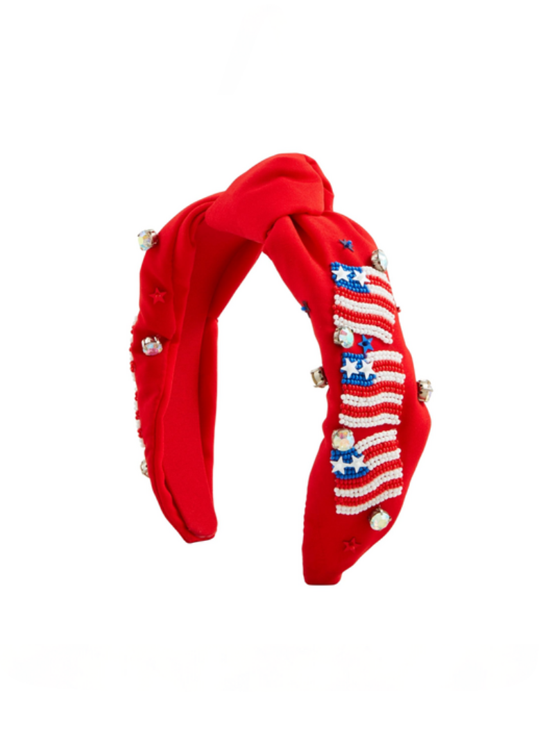 FINAL SALE 4th of July Beaded Headband - Red