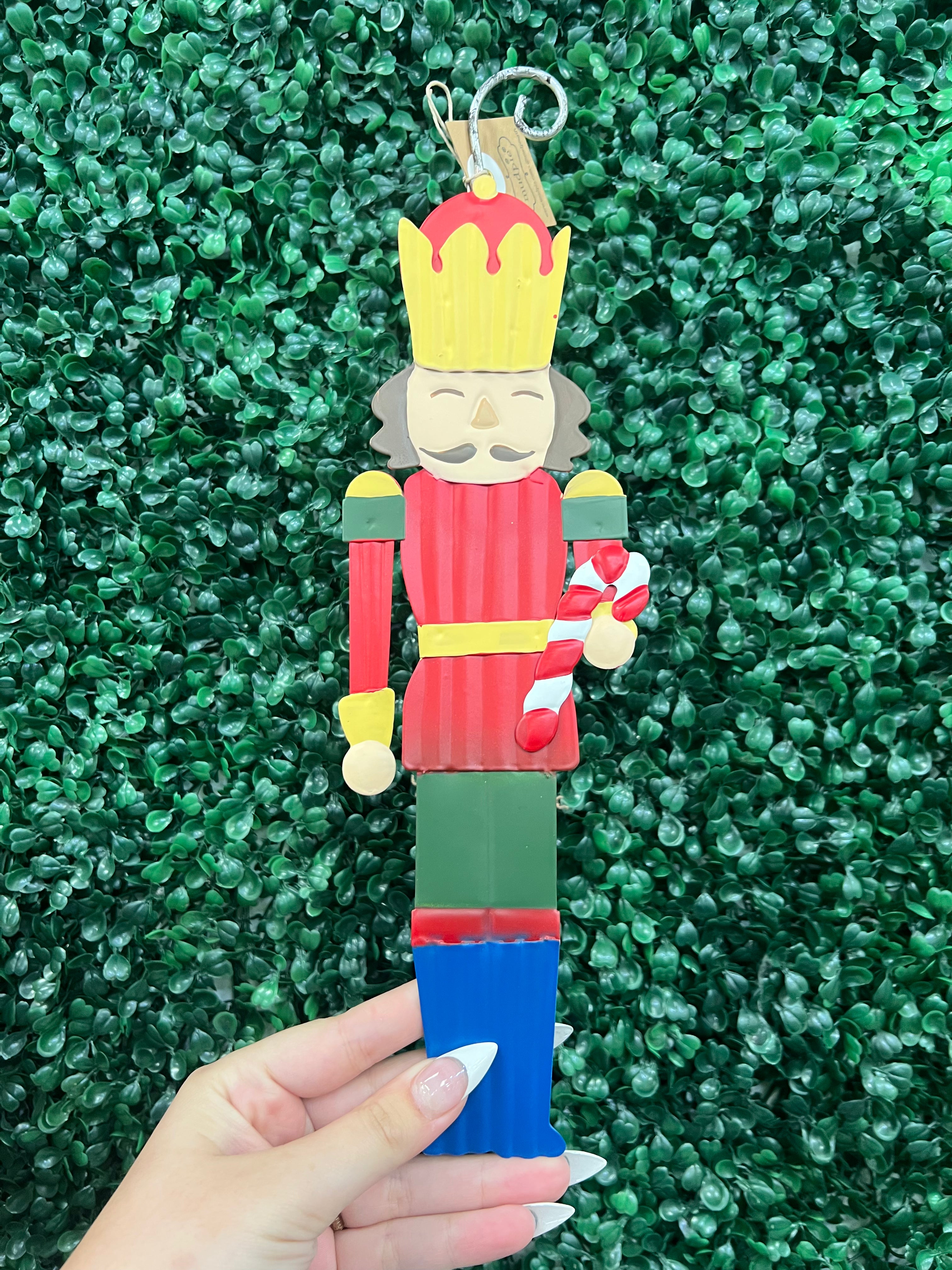 Tin Nutcracker Ornament - Candy Cane