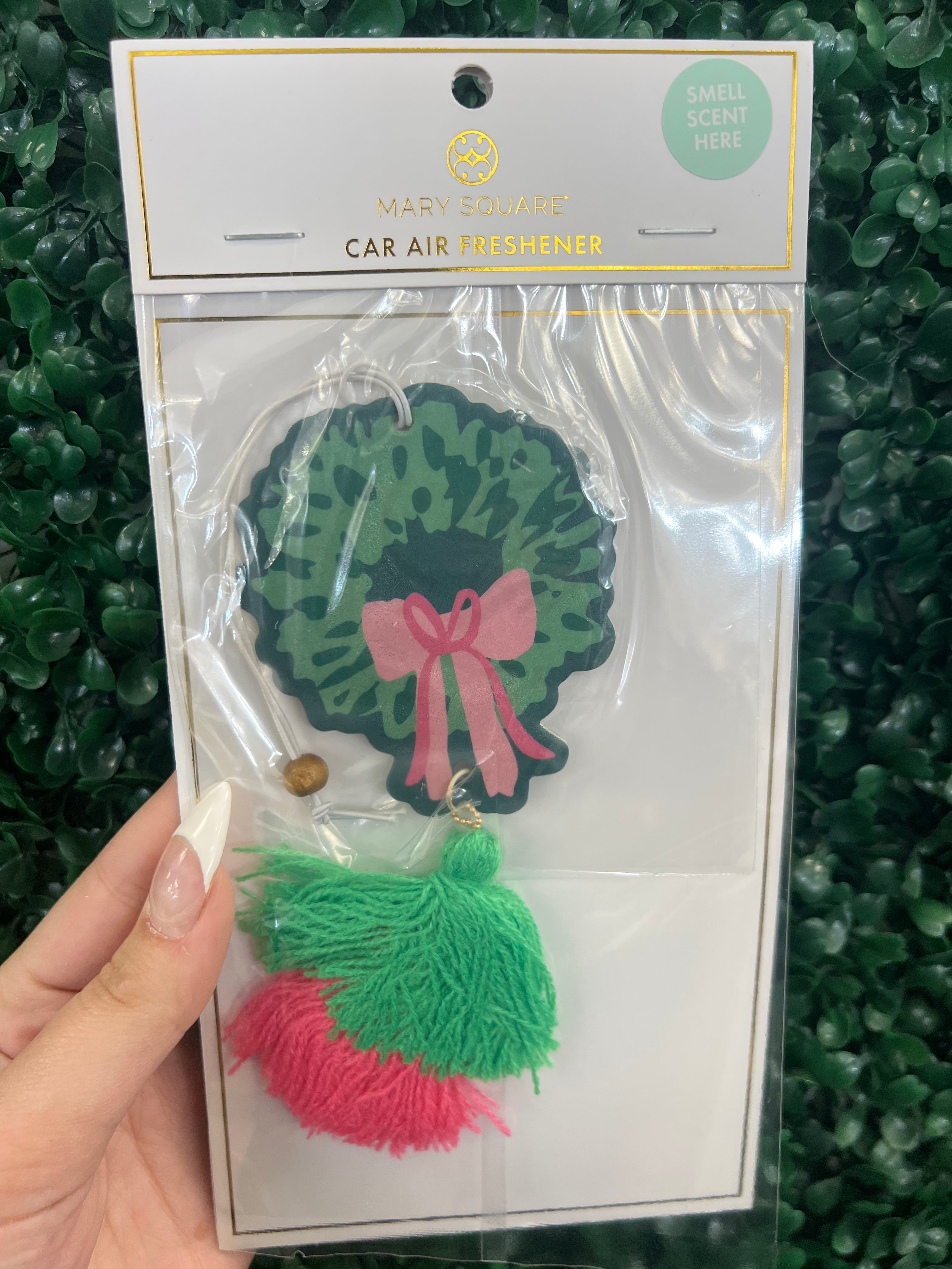 Mary Square Car Air Freshener - Wreath