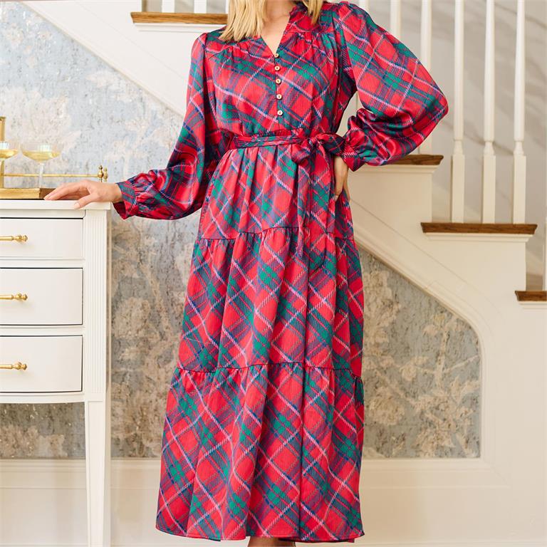 Gracelyn Maxi Dress - Plaid About You Pink