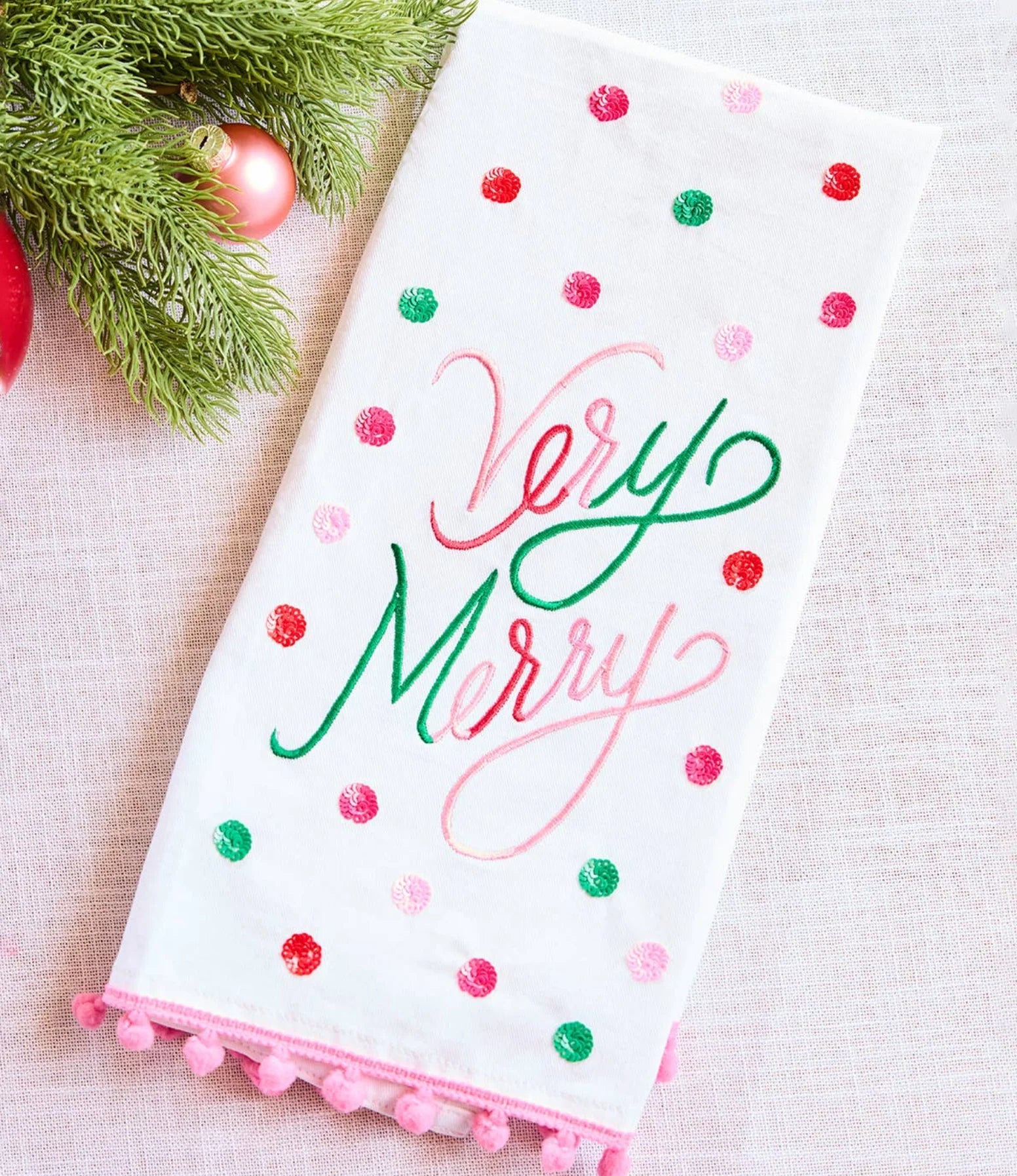 Mary Square Tea Towel - Very Merry