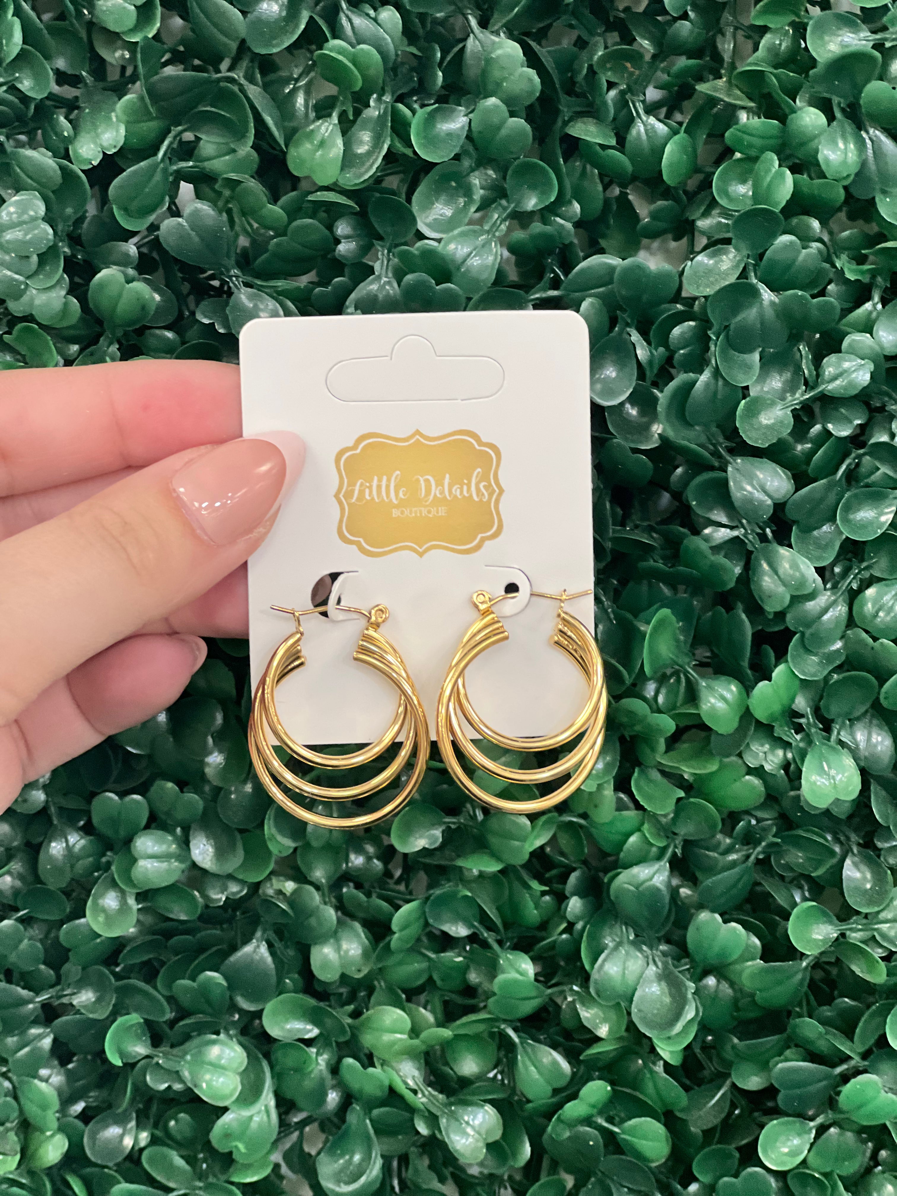 Triple Layered Hoop - Gold