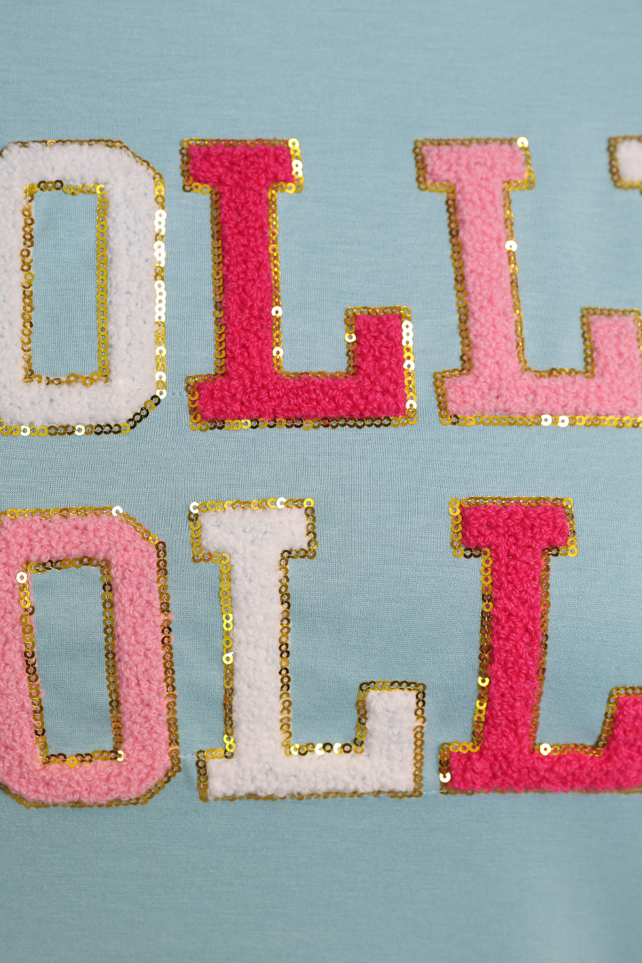 Holly Jolly Patch Luxe Pullover - Light Blue