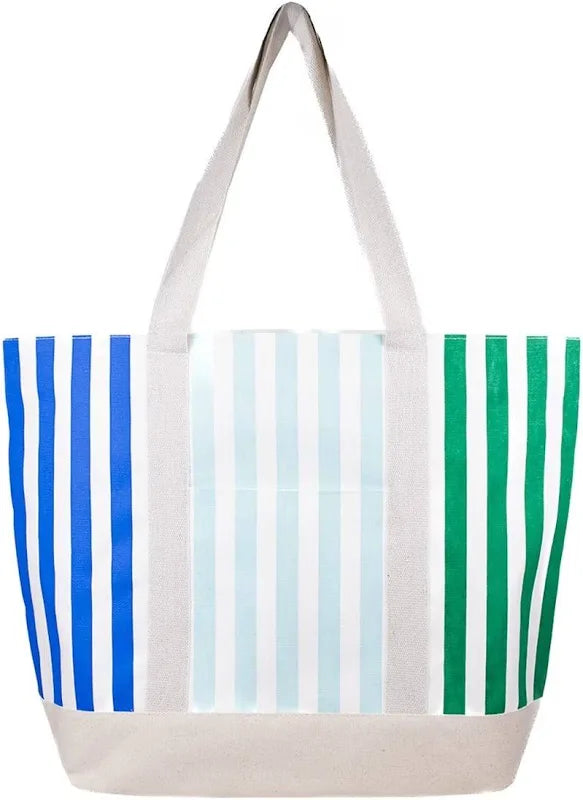 Megan Tote - White/Blue/Emerald