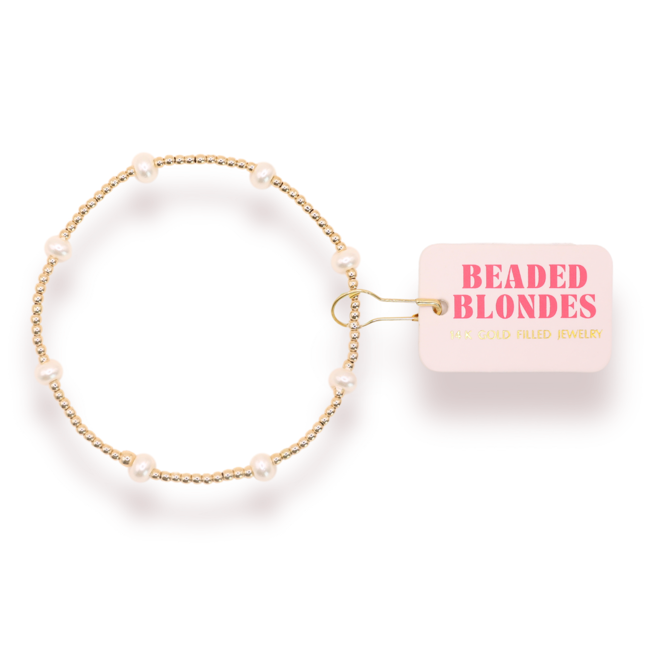 Beaded Blondes Dainty Kate Pearl Beaded Bracelet - Gold