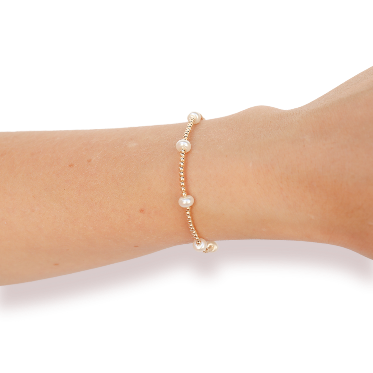 Beaded Blondes Dainty Kate Pearl Beaded Bracelet - Gold