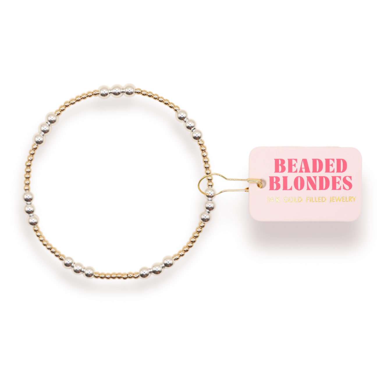 Beaded Blondes ILY Beaded Bracelet - Gold w/ Silver