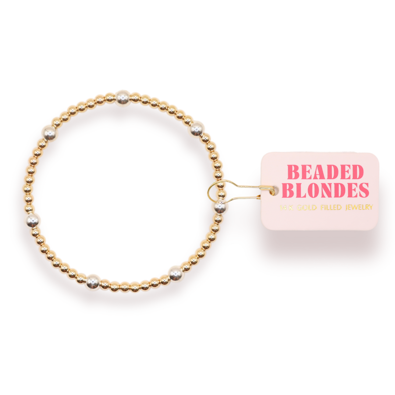 Beaded Blondes Olive Beaded Bracelet - Gold w/ Silver