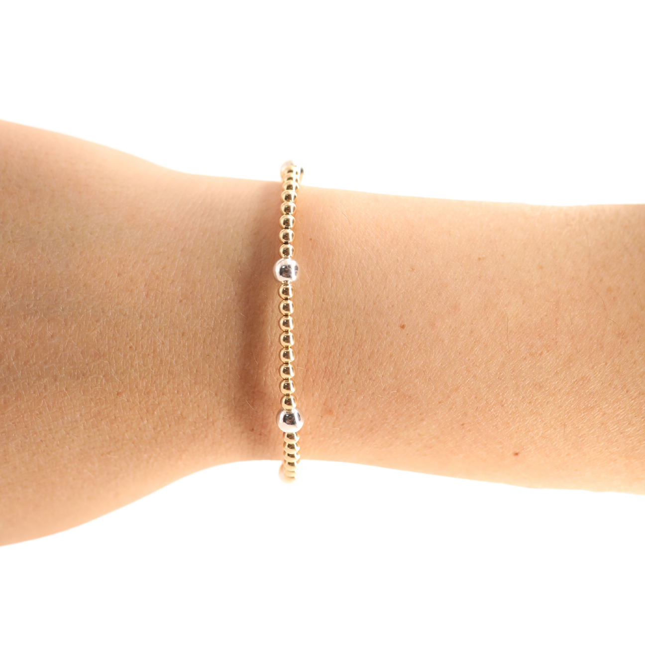 Beaded Blondes Olive Beaded Bracelet - Gold w/ Silver