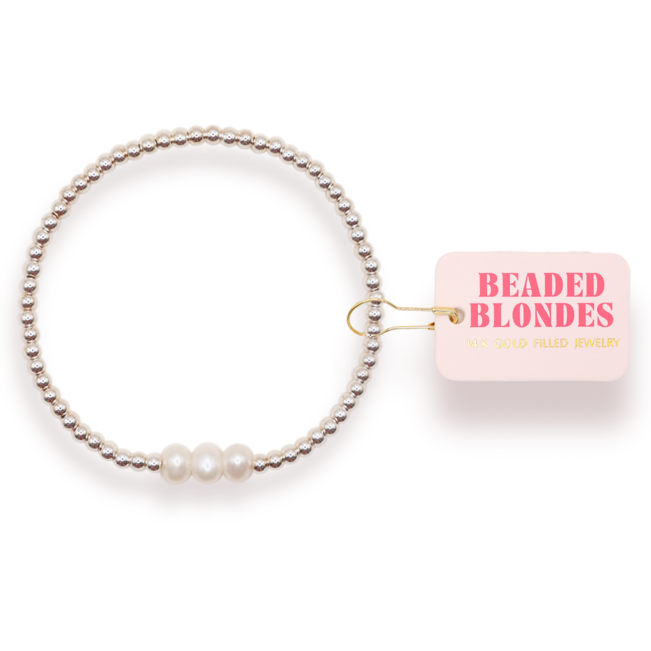 Beaded Blondes Harper Pearl Beaded Bracelet - Silver