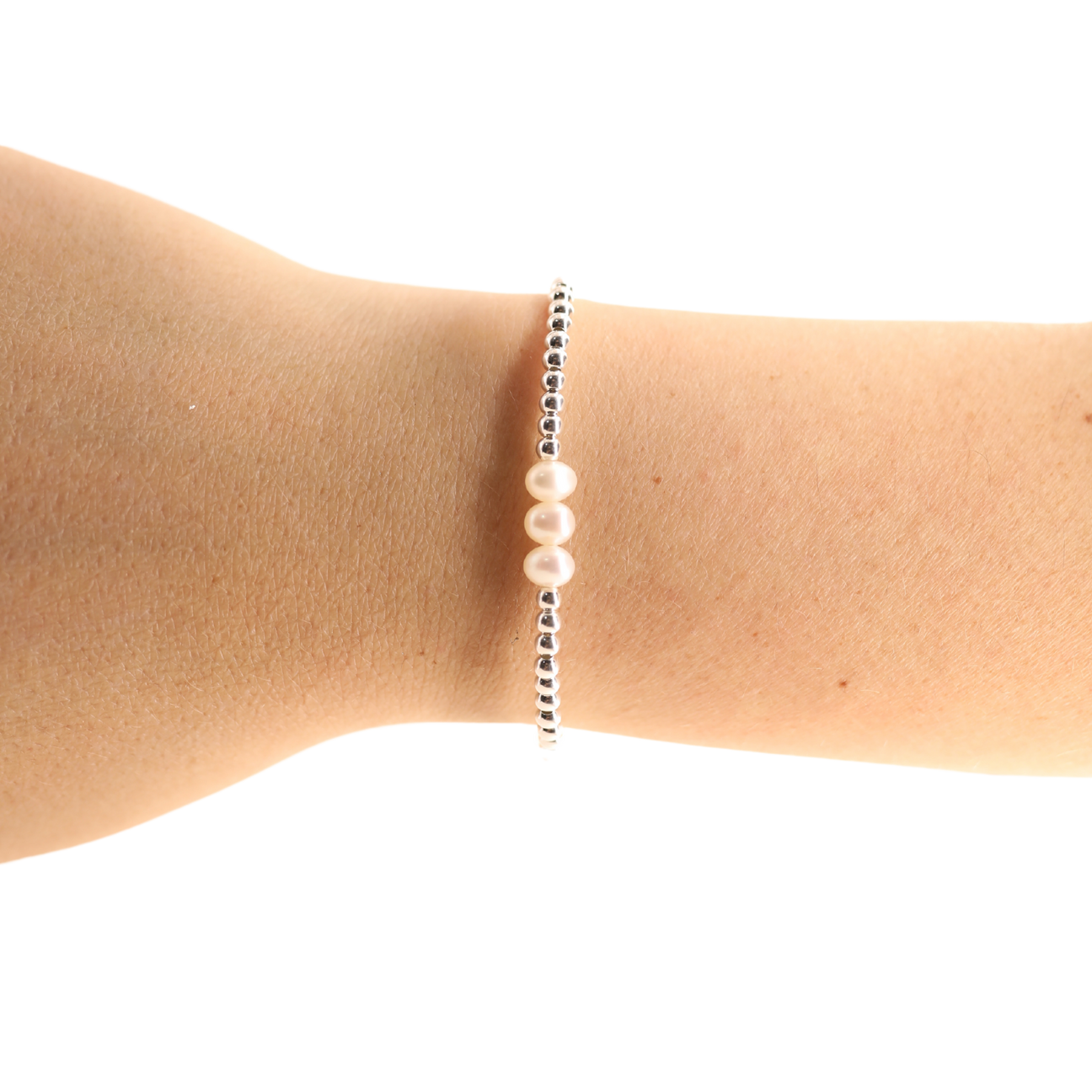 Beaded Blondes Harper Pearl Beaded Bracelet - Silver