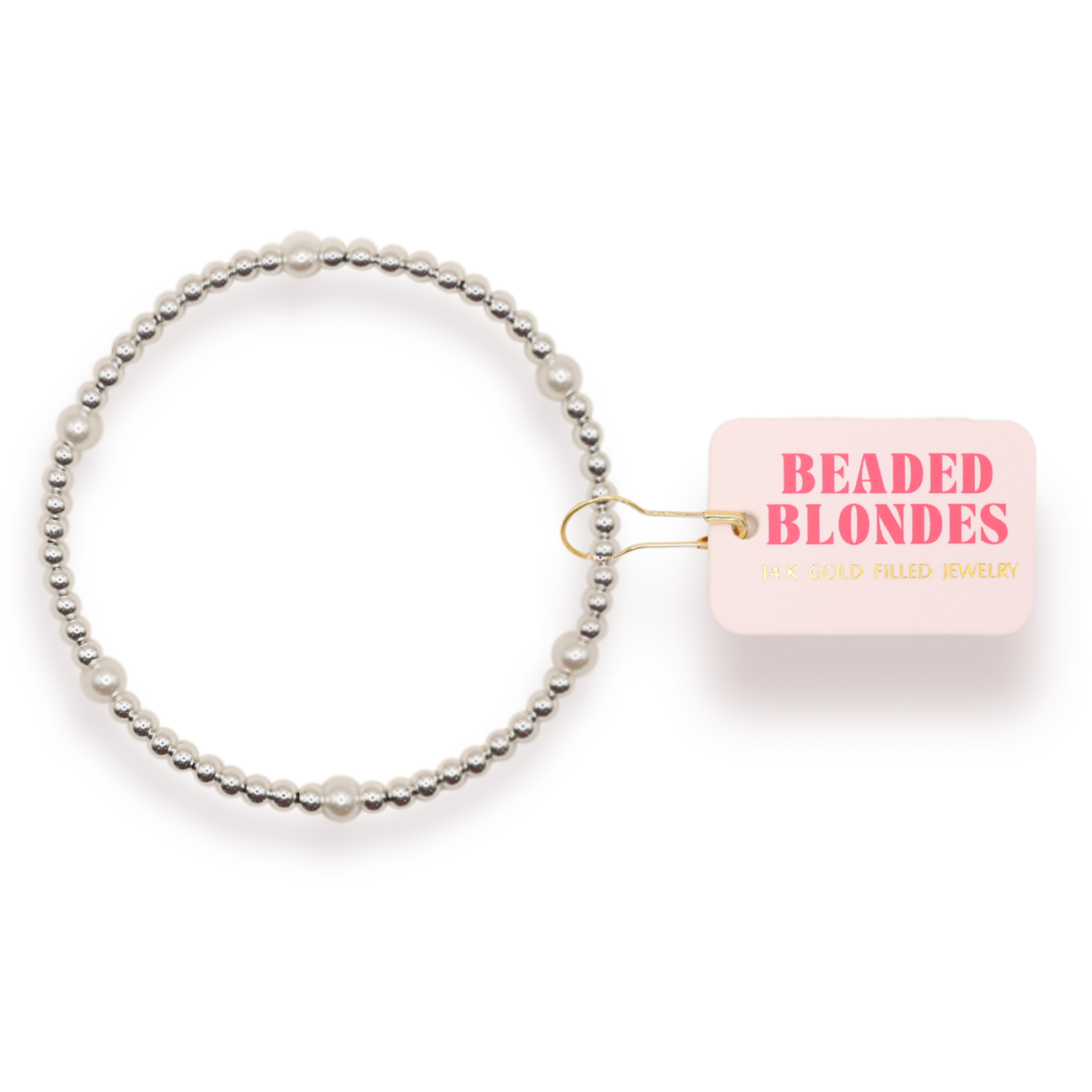 Beaded Blondes Madi Pearl Beaded Bracelet - Silver